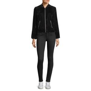Splendid Women's Velvet Bomber Jacket - Black Small